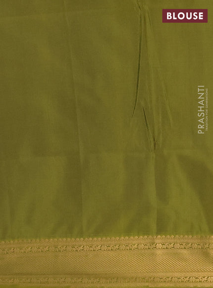 Semi soft silk saree peacock green and mehendi green with allover zari weaves and zari woven border