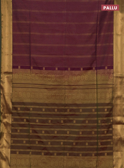 Semi soft silk saree dark magenta pink and dual shade of greenish pink with allover zari weaves and zari woven border