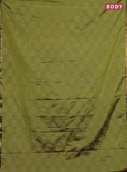 Semi soft silk saree green and magenta pink with allover silver & gold zari woven buttas and zari woven piping border