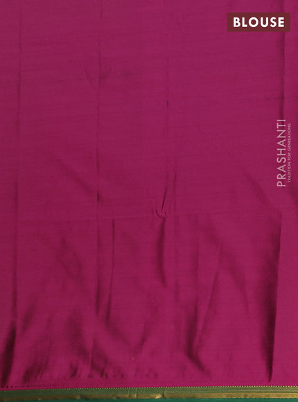 Semi soft silk saree green and magenta pink with allover silver & gold zari woven buttas and zari woven piping border