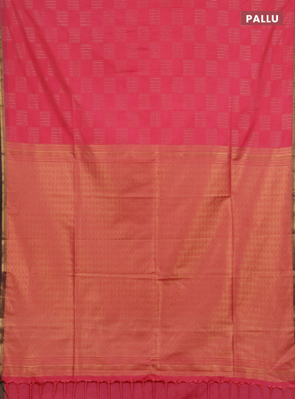 Semi soft silk saree pink and green with allover silver & gold zari woven buttas and zari woven piping border