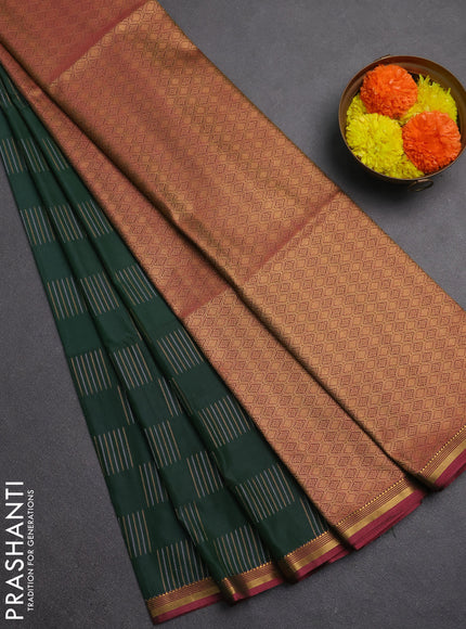 Semi soft silk saree bottle green and dual shade of manthulir green with allover silver & gold zari woven buttas and zari woven piping border
