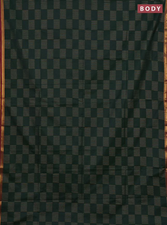 Semi soft silk saree bottle green and dual shade of manthulir green with allover silver & gold zari woven buttas and zari woven piping border
