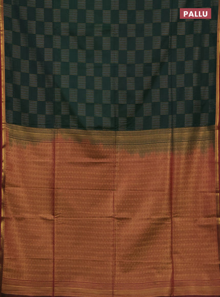 Semi soft silk saree bottle green and dual shade of manthulir green with allover silver & gold zari woven buttas and zari woven piping border