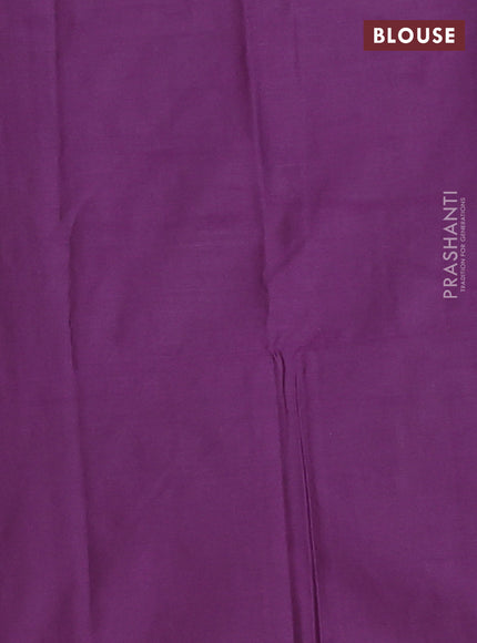 Semi soft silk saree olive green and deep purple with allover silver & gold zari woven buttas and long zari woven border