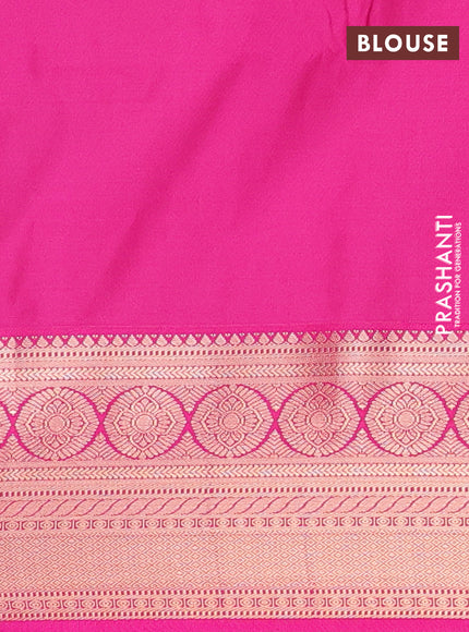 Semi soft silk saree purple and pink with allover zari check & buttas and zari woven border