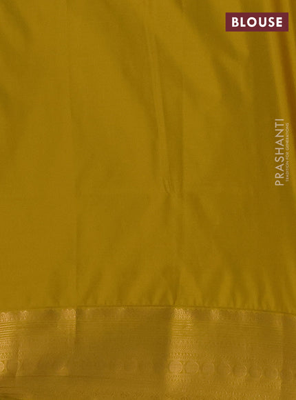 Semi soft silk saree beige and mustard yellow with allover zari woven buttas and zari woven border