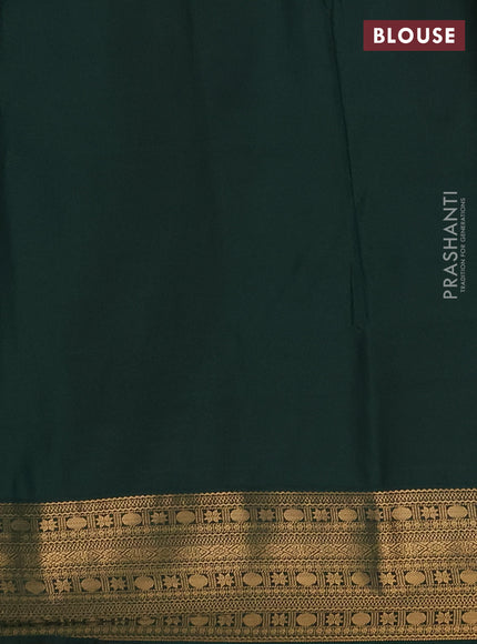 Semi soft silk saree mustard yellow and bottle green with allover zari weaves and zari woven border