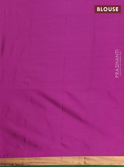 Semi soft silk saree grey shade and green magenta pink with allover zari checks & buttas and rich zari woven border