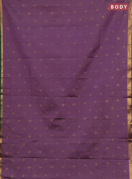 Semi soft silk saree lavender and green magenta pink with allover zari checks & buttas and rich zari woven border