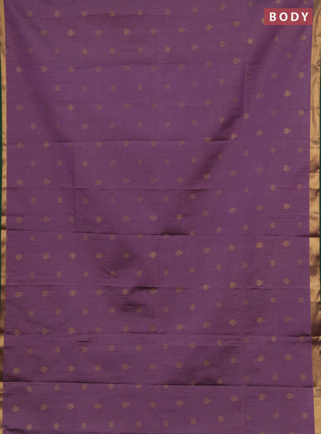 Semi soft silk saree lavender and green magenta pink with allover zari checks & buttas and rich zari woven border