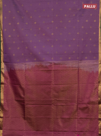 Semi soft silk saree lavender and green magenta pink with allover zari checks & buttas and rich zari woven border