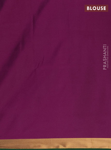 Semi soft silk saree rust shade and green magenta pink with allover zari checks & buttas and rich zari woven border