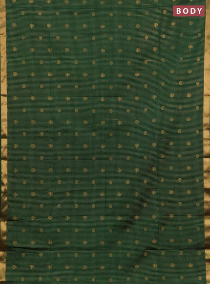 Semi soft silk saree green and magenta pink with allover zari checks & buttas and rich zari woven border