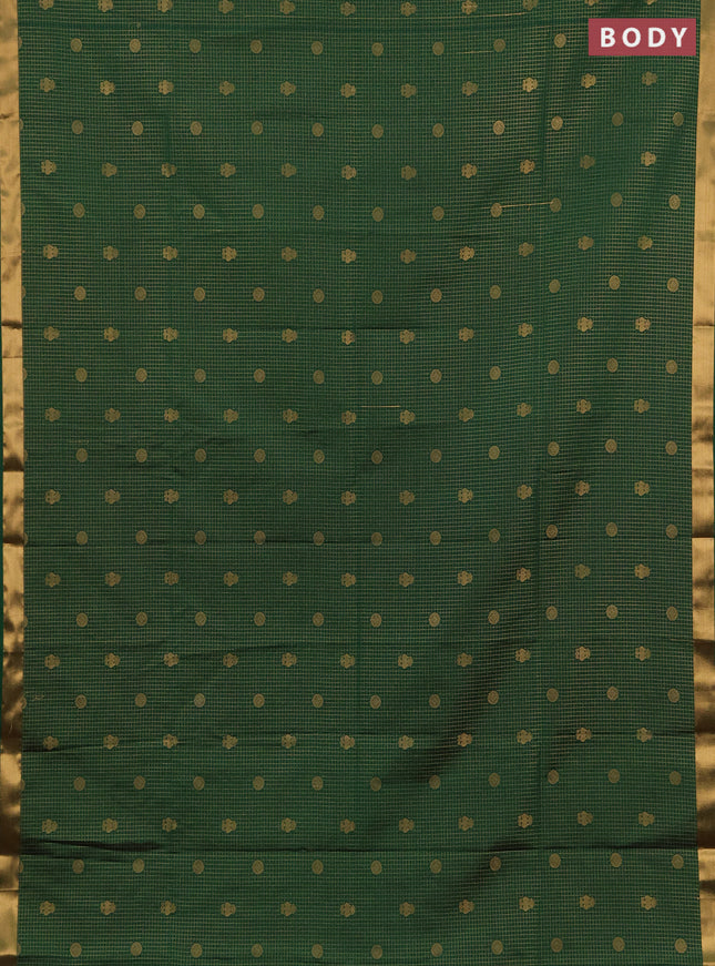 Semi soft silk saree green and magenta pink with allover zari checks & buttas and rich zari woven border