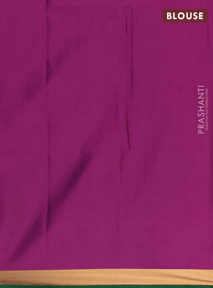 Semi soft silk saree green and magenta pink with allover zari checks & buttas and rich zari woven border