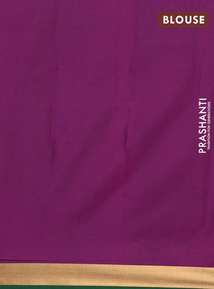 Semi soft silk saree purple and green with allover zari checks & buttas and rich zari woven border