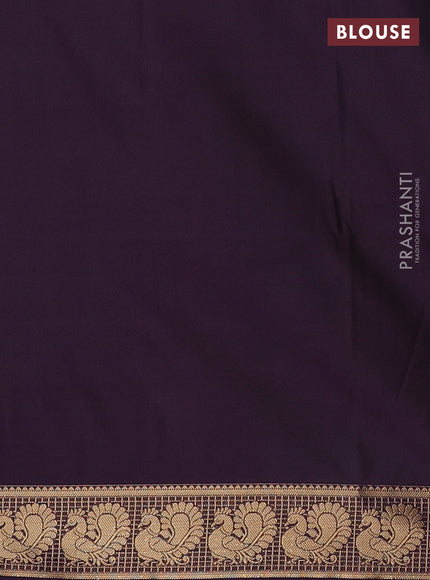 Semi soft silk saree rosy brown and purple with allover zari checks & buttas and zari woven border