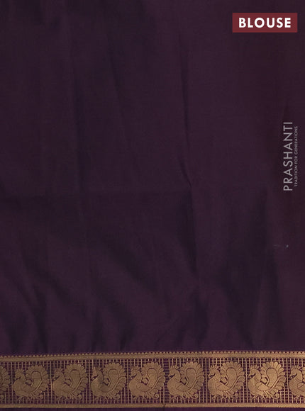 Semi soft silk saree bottle green and deep purple with allover zari checks & buttas and zari woven border