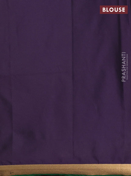Semi soft silk saree grey and purple with allover small zari checks & buttas and zari woven border