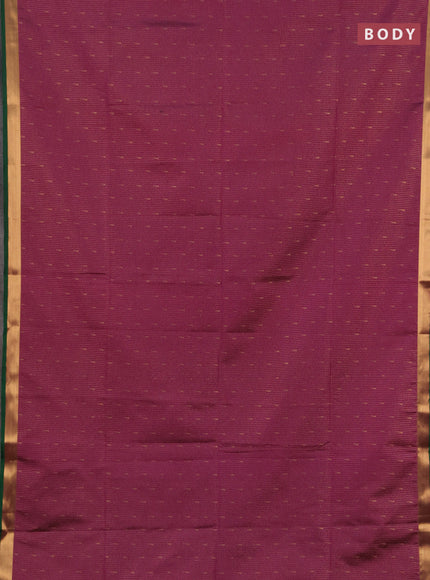 Semi soft silk saree magenta pink and green with allover small zari checks & buttas and zari woven border