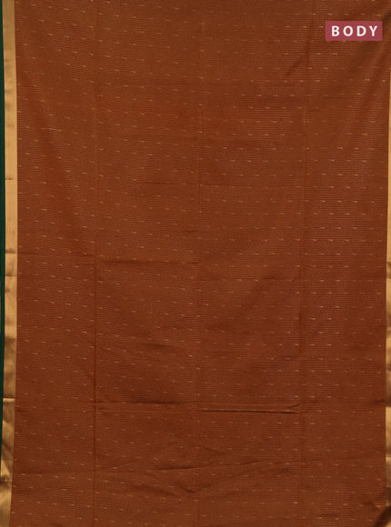 Semi soft silk saree rust shade and deep purple with allover small zari checks & buttas and zari woven border