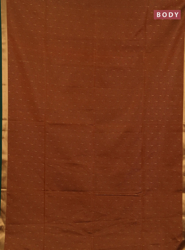 Semi soft silk saree rust shade and deep purple with allover small zari checks & buttas and zari woven border