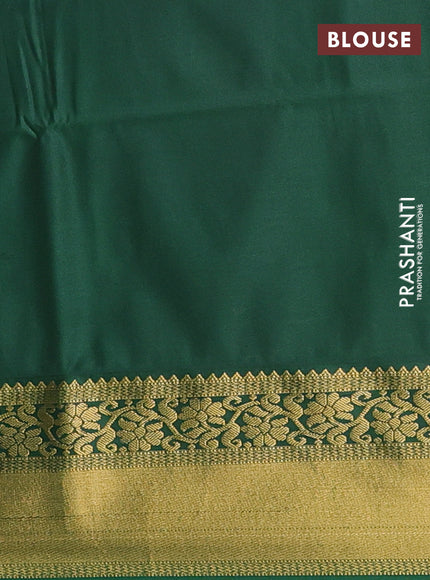 Semi soft silk saree rosy brown and green with allover zari woven brocade weaves and zari woven border
