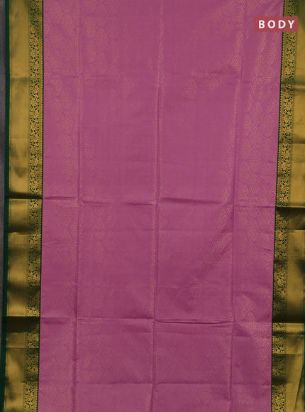 Semi soft silk saree mauve pink and green with allover zari woven brocade weaves and zari woven border