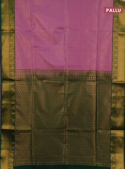 Semi soft silk saree mauve pink and green with allover zari woven brocade weaves and zari woven border