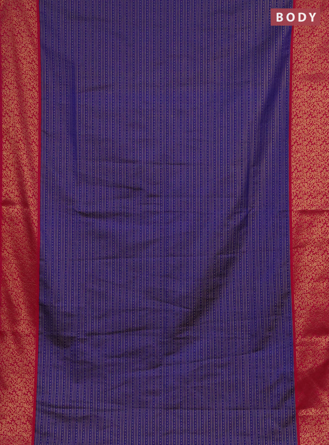 Semi soft silk saree blue and pink with allover zari brocade weaves and zari woven border