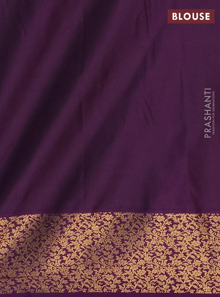 Semi soft silk saree peacock blue and purple with allover zari brocade weaves and zari woven border