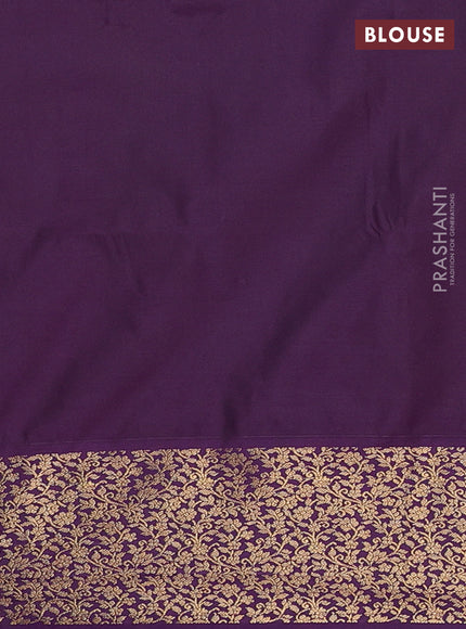 Semi soft silk saree beige and purple with allover zari brocade weaves and zari woven border