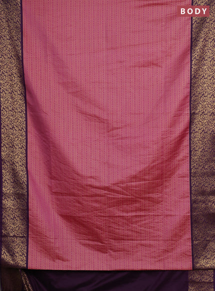 Semi soft silk saree mauve pink and purple with allover zari brocade weaves and zari woven border