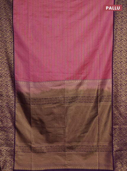 Semi soft silk saree mauve pink and purple with allover zari brocade weaves and zari woven border