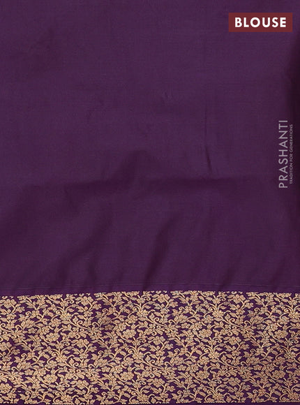 Semi soft silk saree mauve pink and purple with allover zari brocade weaves and zari woven border