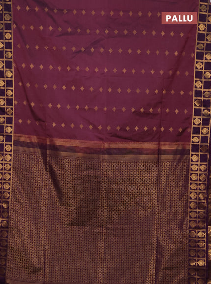 Semi soft silk saree mauve pink and purple with allover zari woven buttas and zari woven border