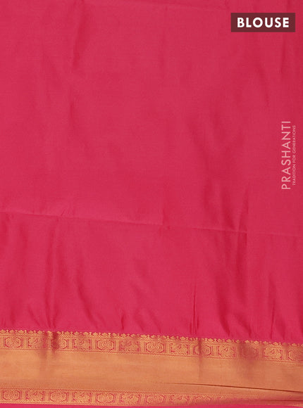 Semi soft silk saree pastel green and peach pink with allover zari woven brocade weaves and zari woven border