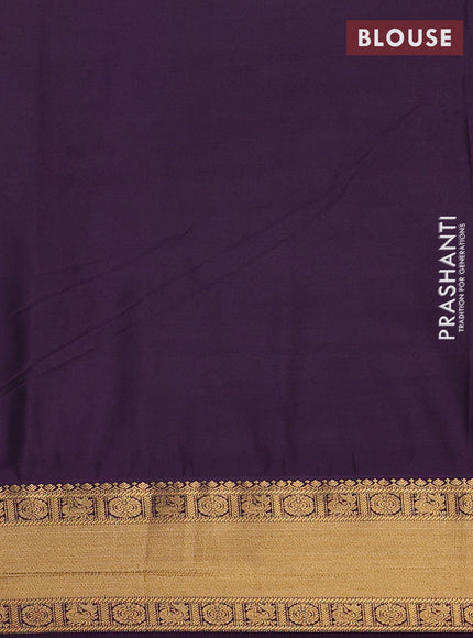 Semi soft silk saree peacock blue and purple with allover zari woven brocade weaves and zari woven border