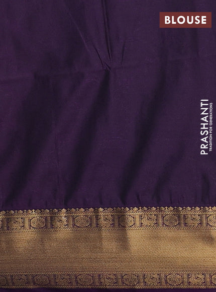 Semi soft silk saree teal green and purple with allover zari woven brocade weaves and zari woven border