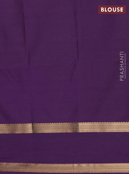 Semi soft silk saree peacock blue and purple with allover small zari checks & buttas and zari woven broder