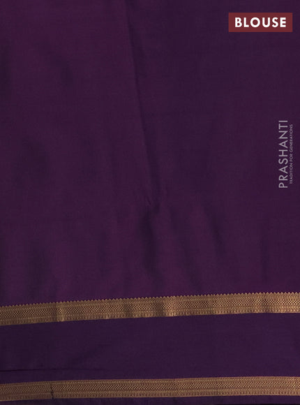 Semi soft silk saree grey and purple with allover small zari checks & buttas and zari woven broder