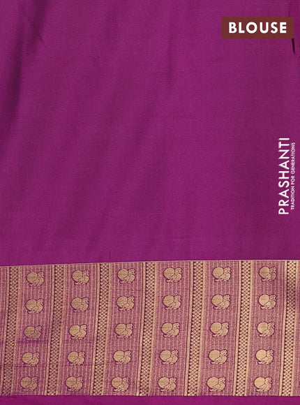 Semi soft silk saree pastel green and magenta pink with allover zari checked pattern and zari woven border