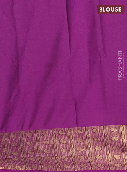 Semi soft silk saree purple and pink with allover zari checks & buttas and zari woven border
