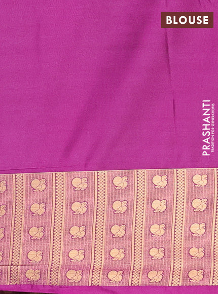 Semi soft silk saree teal green and pink with allover zari checks & buttas and zari woven border