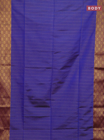 Semi soft silk saree blue and purple with allover zari checks & buttas and zari woven border
