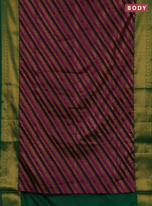 Semi soft silk saree purple and green with allover zari weaves and zari woven border