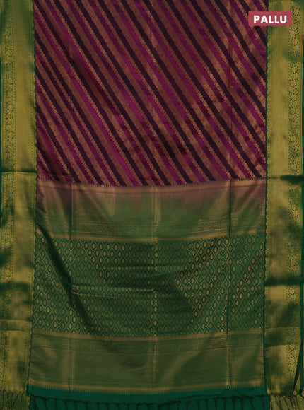 Semi soft silk saree purple and green with allover zari weaves and zari woven border