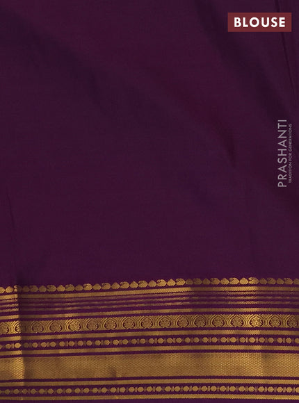 Semi soft silk saree rustic orange and purple with allover zari woven buttas and zari woven border
