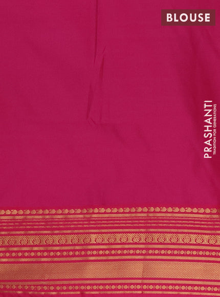 Semi soft silk saree green and pink with allover zari woven buttas and zari woven border